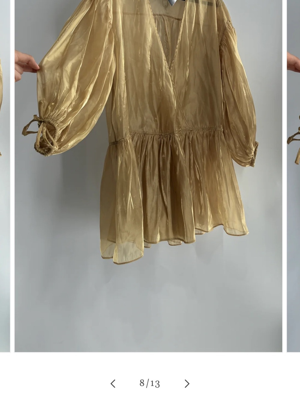 Free People Sheer Metallic Gold Peasant Tunic